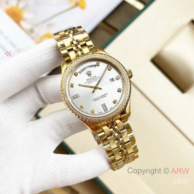 High quality Replica Rolex Oyster Perpetual Silver Strap Orange Face Dial Silver Bezel Fashion Watch 41mm